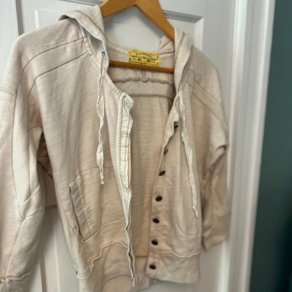 Free People Cropped Hoodie 3/4 sleeve, size M